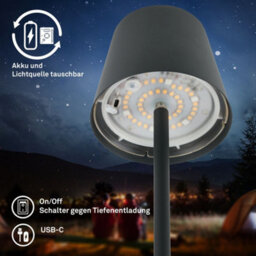 Briloner Rgbw Standing Floor Lamp Anthracite Rechargeable Dimmable Touch Control Ip44 Outdoor - thumbnail 4