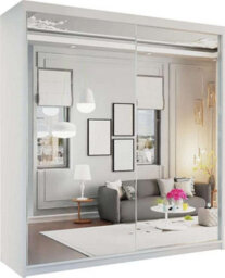 M N Furniture Ltd Wardrobe With Led Light - Modern Sliding Full Length Mirror Door Bedroom Cabinet 150Cm,200Cm (White,150Cm) - thumbnail 2