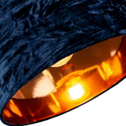 Happy Homewares Modern Midnight Blue Crushed Velvet 14 Table/pendant Shade With Copper Inner - thumbnail 4