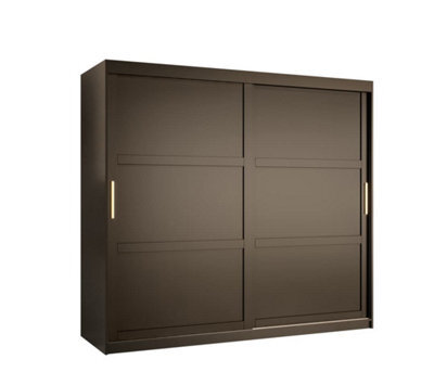 Arte Ramiro I Contemporary 2 Sliding Door Wardrobe 9 Shelves 2 Rails Black Matt (H)2000mm (W)2000mm (D)620mm - image 1