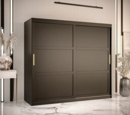 Arte Ramiro I Contemporary 2 Sliding Door Wardrobe 9 Shelves 2 Rails Black Matt (H)2000mm (W)2000mm (D)620mm - thumbnail 2