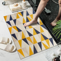 Ameha Yellow Rug For Bedroom Modern Carpet - Geometric Style Super Soft Triangle Pattern Small Rug (40 X 60Cm, Brio) - thumbnail 2
