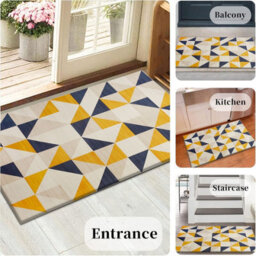 Ameha Yellow Rug For Bedroom Modern Carpet - Geometric Style Super Soft Triangle Pattern Small Rug (40 X 60Cm, Brio) - thumbnail 8
