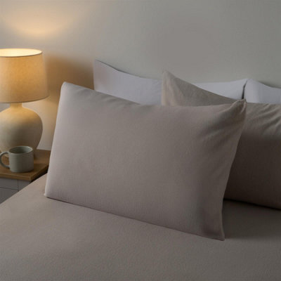 Ohs 2 Pack Brushed Cotton Soft Fleece Housewife Pillowcases - Natural - image 1
