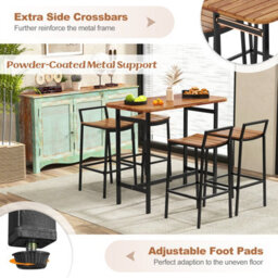 Costway 5 Piece Acacia Wood Bar Table & Chairs Set Patio Bistro Set For 4 - thumbnail 7