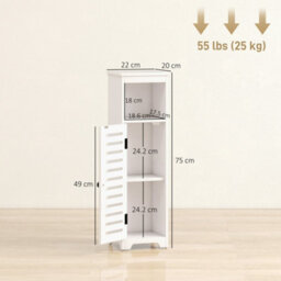 Homcom Bathroom Cabinet, Bathroom Floor Cabinet With Adjustable Shelf, White - thumbnail 3