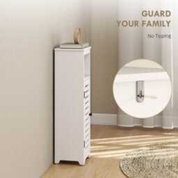 Homcom Bathroom Cabinet, Bathroom Floor Cabinet With Adjustable Shelf, White - thumbnail 8