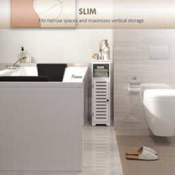 Homcom Bathroom Cabinet, Bathroom Floor Cabinet With Adjustable Shelf, White - thumbnail 7