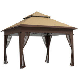 Outsunny 3 X 3(M) Pop Up Gazebo, Instant Shelter With Mosquito Netting, Khaki - thumbnail 2