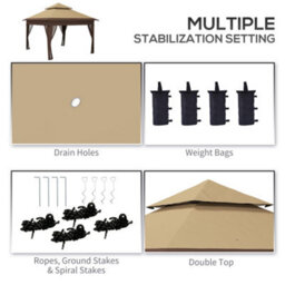 Outsunny 3 X 3(M) Pop Up Gazebo, Instant Shelter With Mosquito Netting, Khaki - thumbnail 6