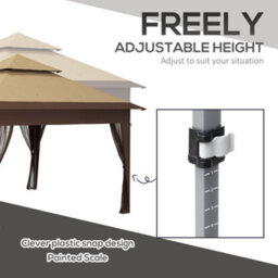 Outsunny 3 X 3(M) Pop Up Gazebo, Instant Shelter With Mosquito Netting, Khaki - thumbnail 7