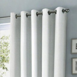 Fusion Sorbonne 100% Cotton Light Filtering Plain Dyed White Eyelet Curtains - thumbnail 2