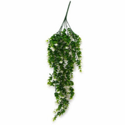 Leaf 70Cm Artificial Trailing Green & White Flowering Hanging Plant Faux Foliage