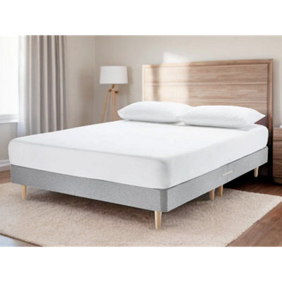 Divan Base Direct Blossom Modern Square Paneled Fabric Bed Base Only 6Ft Super King- Marlow Dove - image 1