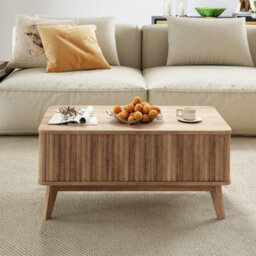 "Gainoom Fluted Lift Top Coffee Table 35.5"" Rectangle Wooden Center Table With Lift Tabletop & Hidden Compartments" - thumbnail 5