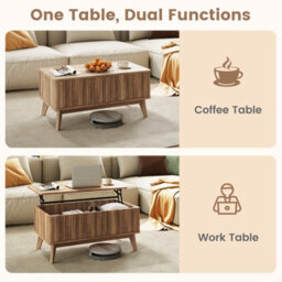 "Gainoom Fluted Lift Top Coffee Table 35.5"" Rectangle Wooden Center Table With Lift Tabletop & Hidden Compartments" - thumbnail 6