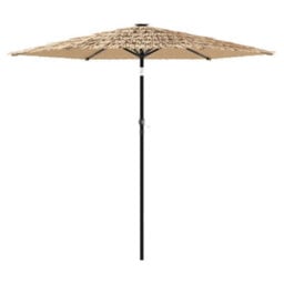 Berkfield Garden Parasol With Leds And Steel Pole Brown 268X268X226 Cm - thumbnail 2