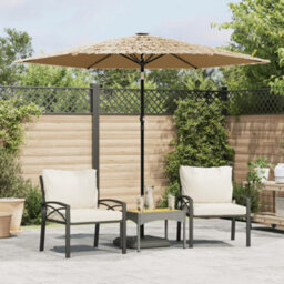 Berkfield Garden Parasol With Leds And Steel Pole Brown 268X268X226 Cm - thumbnail 1