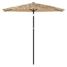 Berkfield Garden Parasol With Leds And Steel Pole Brown 268X268X226 Cm - thumbnail 4