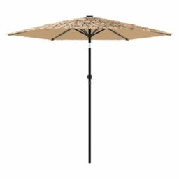 Berkfield Garden Parasol With Leds And Steel Pole Brown 268X268X226 Cm - thumbnail 5