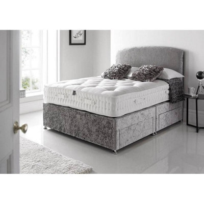 Stratus Interiors Curved Headboard Divan Bed Optional Drawers Plush Velvet - Add Professional Assembly & Delivery- Single - 4 Drawer - image 1