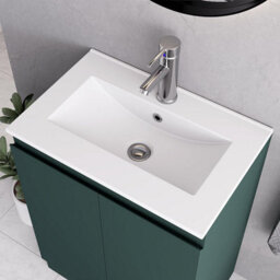 Belofay 600mm Bathroom Vanity Unit With Basin, White Ceramic Bathroom Sink With Trap And Waste, No Tap Included(Denvor Green) - thumbnail 2