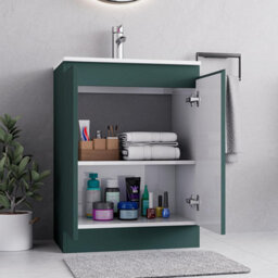 Belofay 600mm Bathroom Vanity Unit With Basin, White Ceramic Bathroom Sink With Trap And Waste, No Tap Included(Denvor Green) - thumbnail 5