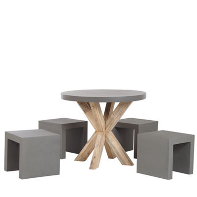 Beliani Garden Dining Set With Stools 4 Seater Olbia/taranto Concrete Grey - image 1
