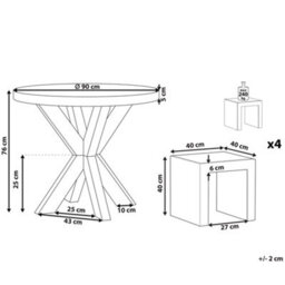 Beliani Garden Dining Set With Stools 4 Seater Olbia/taranto Concrete Grey - thumbnail 3