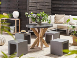 Beliani Garden Dining Set With Stools 4 Seater Olbia/taranto Concrete Grey - thumbnail 2