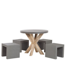 Beliani Garden Dining Set With Stools 4 Seater Olbia/taranto Concrete Grey - thumbnail 1