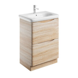 Plum&clay Eden Light Oak Floorstanding Vanity Unit With Resin Basin (W)640mm - thumbnail 4