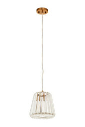 Orsina 1 Bulb Bronze Pendant Light, Cone-Shaped Glass Shade Ceiling Fixture, Crystal Texture Hanging Lamp - thumbnail 4