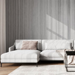 Wall!Supply Sample Wallsupply Ultralight Linari Wood Effect Hd Printed 3D Slat Wall Panels Eps, Natural Grey - thumbnail 3