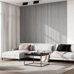 Wall!Supply Sample Wallsupply Ultralight Linari Wood Effect Hd Printed 3D Slat Wall Panels Eps, Natural Grey - thumbnail 6