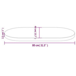 Berkfield Table Top 80X40X2.5 Cm Solid Wood Pine Oval - thumbnail 7