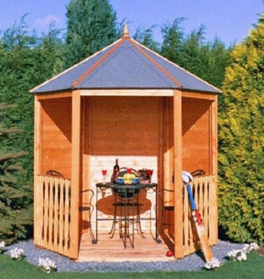 Shire Gazebo Arbour Dip Treated Garden Arch Seat Approx 6 X 7 Feet - image 1