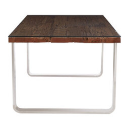 Orsina Unique Natural U Shaped Base Dining Table, Kitchen Table With Wood Top, Silver Table, Decorative Table - thumbnail 3