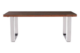 Orsina Unique Natural U Shaped Base Dining Table, Kitchen Table With Wood Top, Silver Table, Decorative Table