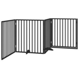 Walplus Black Dog Gate With Door Foldable 4 Panels 320 Cm Poplar Wood - thumbnail 6