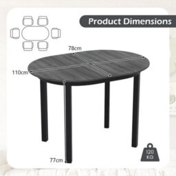 110Cm Wooden Dining Table For 4 People Black - thumbnail 2