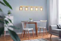 Stylish Satin Nickel Pendant Ceiling Light With Amber Glass Shade - thumbnail 3