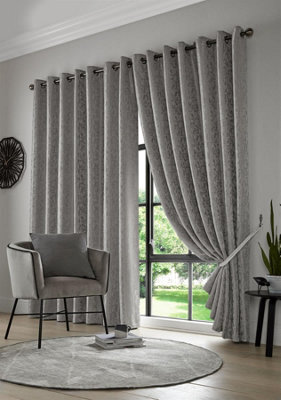 Luxury Living Eswic Eyelet Ring Top Curtains Silver - image 1