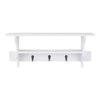 Floating Wall Shelf Clothes Hook Key Storage Bag Hanger Entryway Organizer - image 1