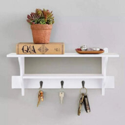 Floating Wall Shelf Clothes Hook Key Storage Bag Hanger Entryway Organizer - thumbnail 3