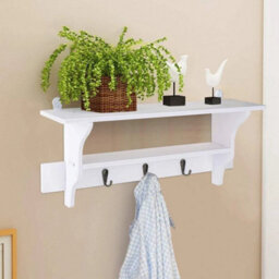 Floating Wall Shelf Clothes Hook Key Storage Bag Hanger Entryway Organizer - thumbnail 4