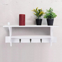 Floating Wall Shelf Clothes Hook Key Storage Bag Hanger Entryway Organizer - thumbnail 5