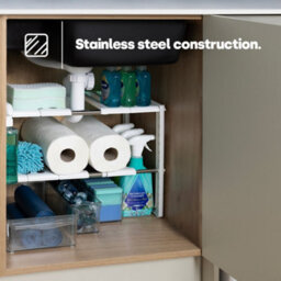 Livivo Under Sink Storage Shelf, Adjustable Kitchen And Bathroom Storage - White - thumbnail 4