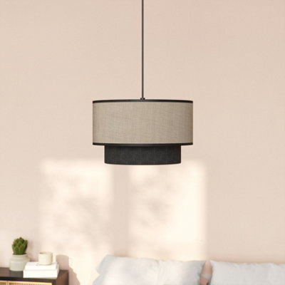 GoodHome Kinglet Natural & Black Round Lamp Shade (D)30Cm - image 1