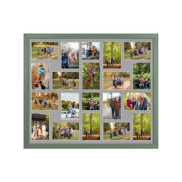 AK Frames 80X70Cm Green Classic Multi Photo Frame With Silver Mount - Holds 20 Apertures (18X) 6X4, (2X) 4X4 Photos - thumbnail 1